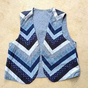 Vintage Handmade Quilted Vest,  Reversible
